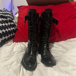 Tamara Mellon Black Leather High-top Boots